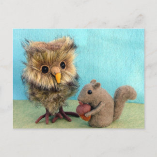 Owl & Squirrel Postcard