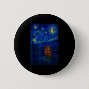 Owl Starry Cute Night Van Gogh Owl Bird Lovers Wom Button