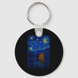 Owl Starry Cute Night Van Gogh Owl Bird Lovers Wom Keychain