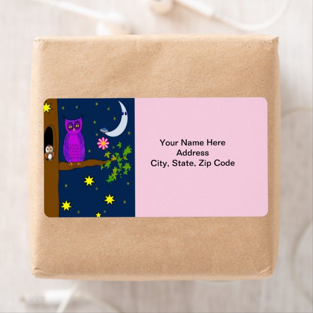 Owl Stars Moon   Labels (Insitu)
