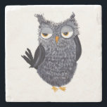Owl Stone Coaster<br><div class="desc">Pen and ink design</div>