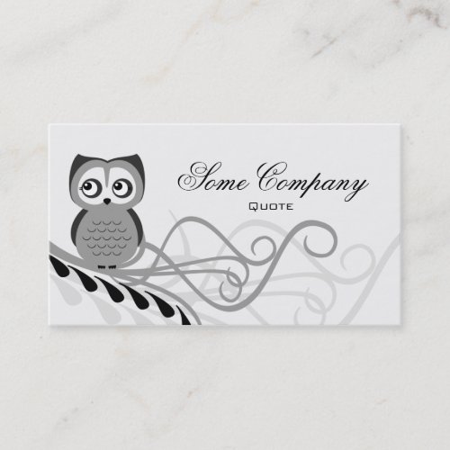 Owl Swirl (Black And White) Business Card Templates