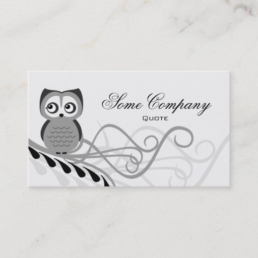Customizable Owl Swirl (Black And White) Business Card Templates