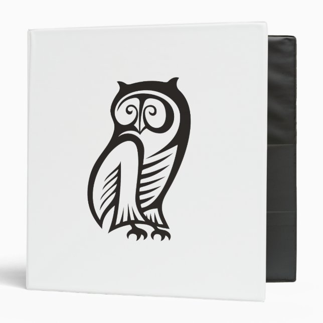Owl Symbol Black 3 Ring Binder (Front/Inside)