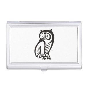 Owl Symbol Black Business Card Holder