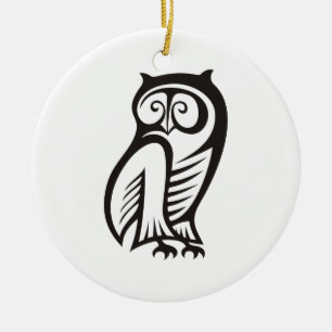 Owl Symbol Black Ceramic Ornament
