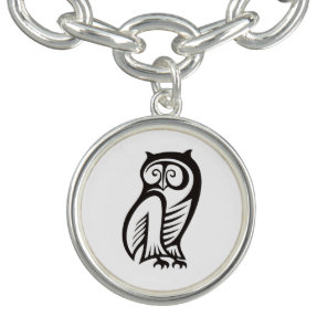 Owl Symbol Black Charm Bracelet