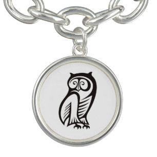 Owl Symbol Black Charm Bracelet