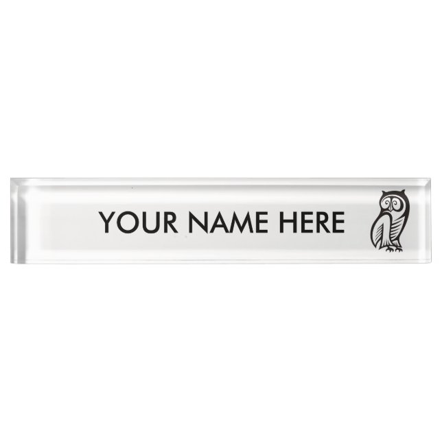 Owl Symbol Black Desk Name Plate (Front)