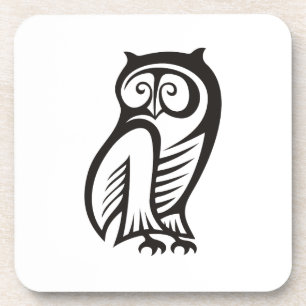 Owl Symbol Black Drink Coaster