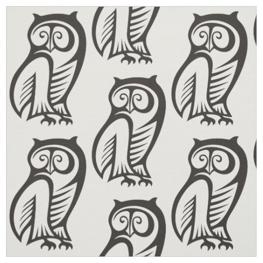 Owl Symbol Black Fabric