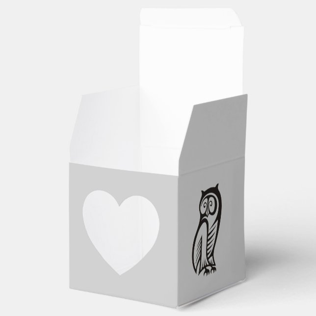 Owl Symbol Black Favor Boxes (Opened)