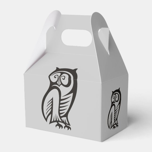 Owl Symbol Black Favor Boxes (Front Side)