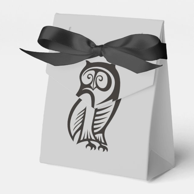 Owl Symbol Black Favor Boxes (Front Side)