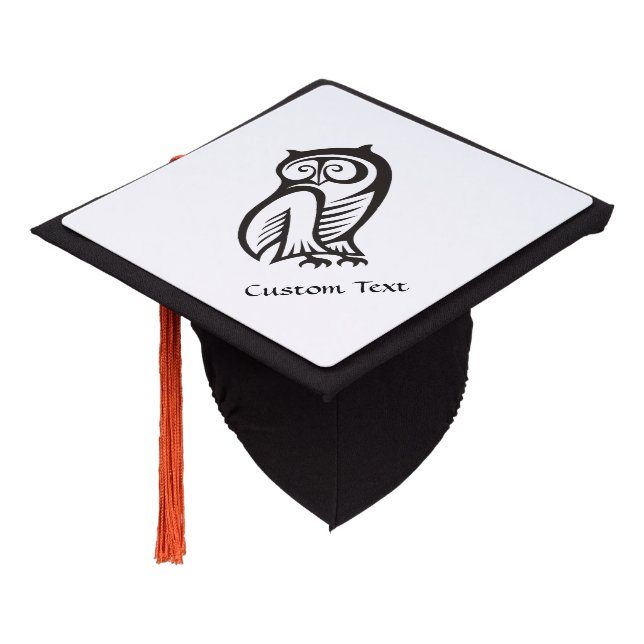 Owl Symbol Black Graduation Cap Topper (Angled)