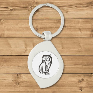 Owl Symbol Black Keychain