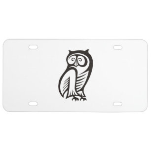 Owl Symbol Black License Plate