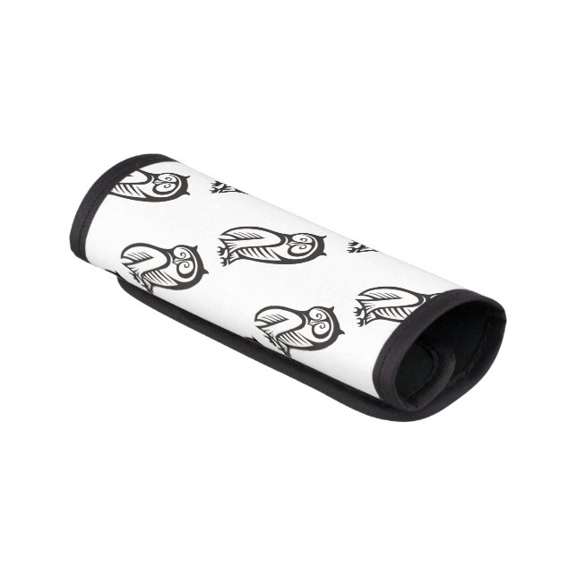 Owl Symbol Black Luggage Handle Wrap (Angled)