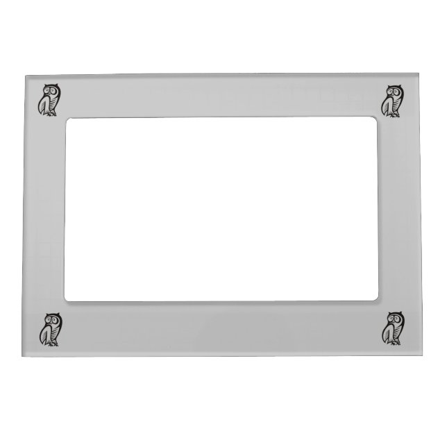 Owl Symbol Black Magnetic Photo Frame (Front)
