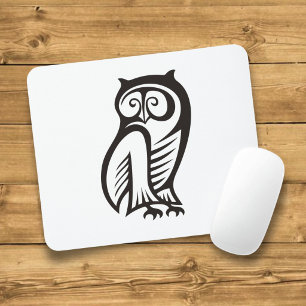 Owl Symbol Black Mouse Pad