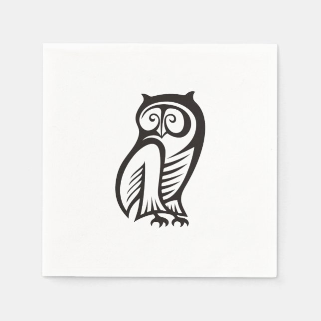 Owl Symbol Black Napkins (Front)