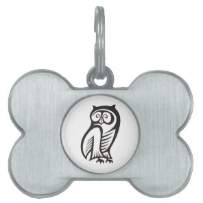 Owl Symbol Black Pet Tag