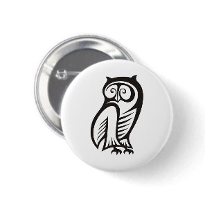 Owl Symbol Black Pinback Button