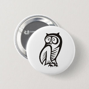 Owl Symbol Black Pinback Button