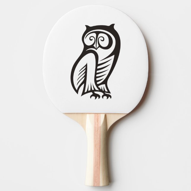 Owl Symbol Black Ping Pong Paddle (Front)