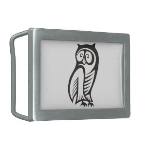 Owl Symbol Black Rectangular Belt Buckle
