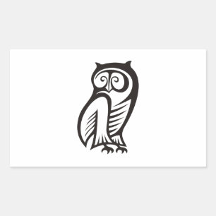 Owl Symbol Black Rectangular Sticker