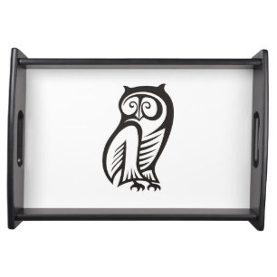 Owl Symbol Black Serving Tray