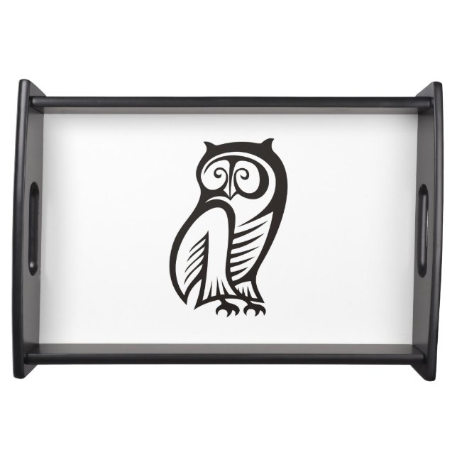 Owl Symbol Black Serving Tray (Front)
