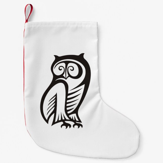 Owl Symbol Black Small Christmas Stocking (Front)