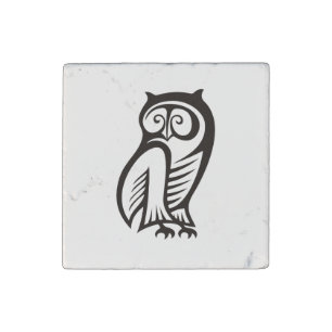 Owl Symbol Black Stone Magnet