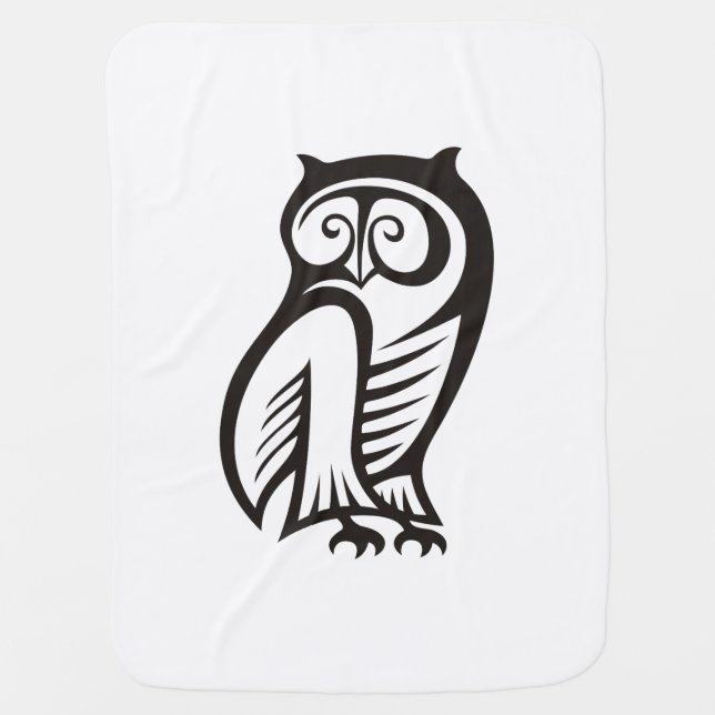 Owl Symbol Black Swaddle Blanket (Front)