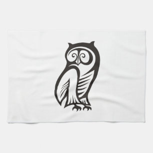 Owl Symbol Black Towel