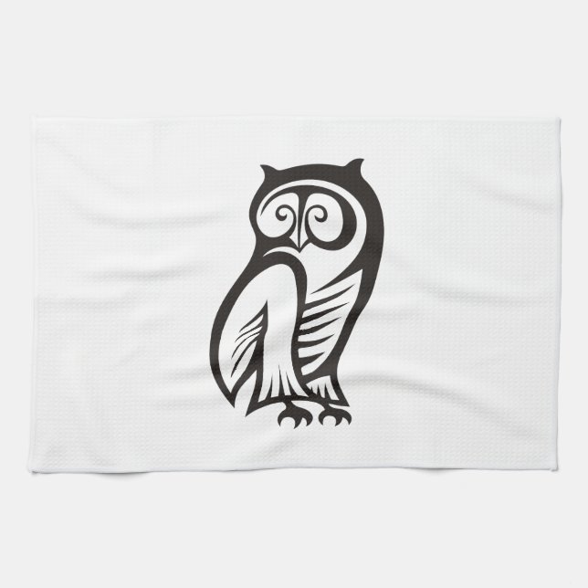 Owl Symbol Black Towel (Horizontal)