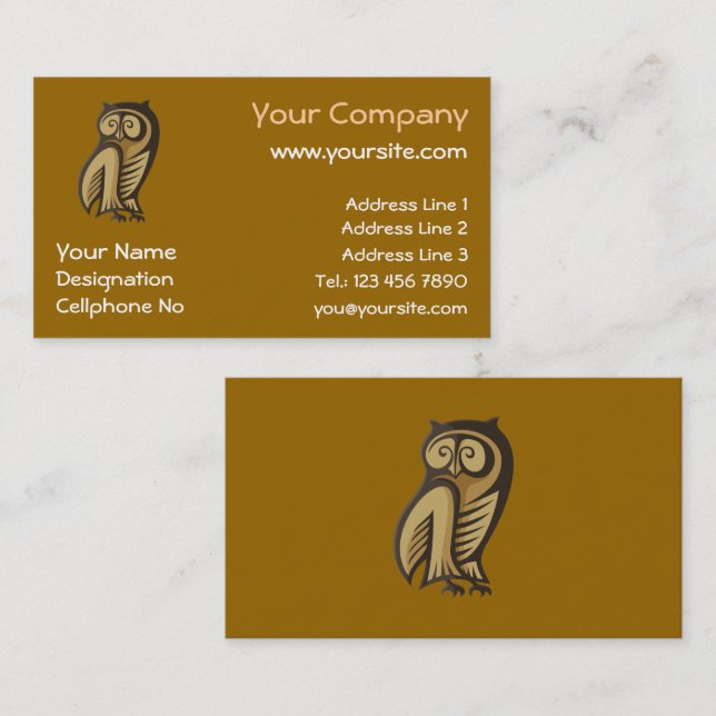 Owl Symbol Color Business Card (Front/Back)