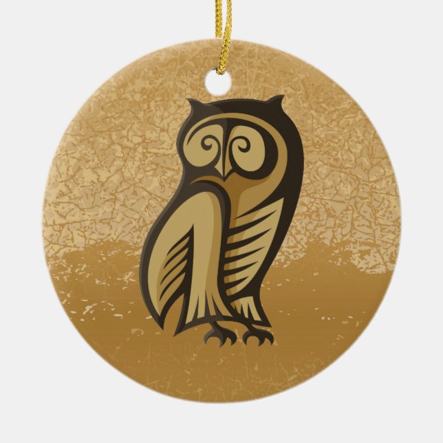 Owl Symbol Color Ceramic Ornament (Front)