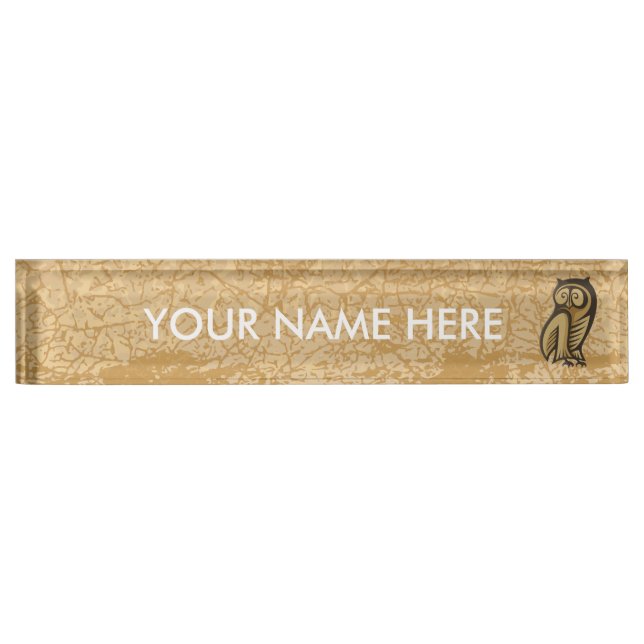 Owl Symbol Color Desk Name Plate (Front)