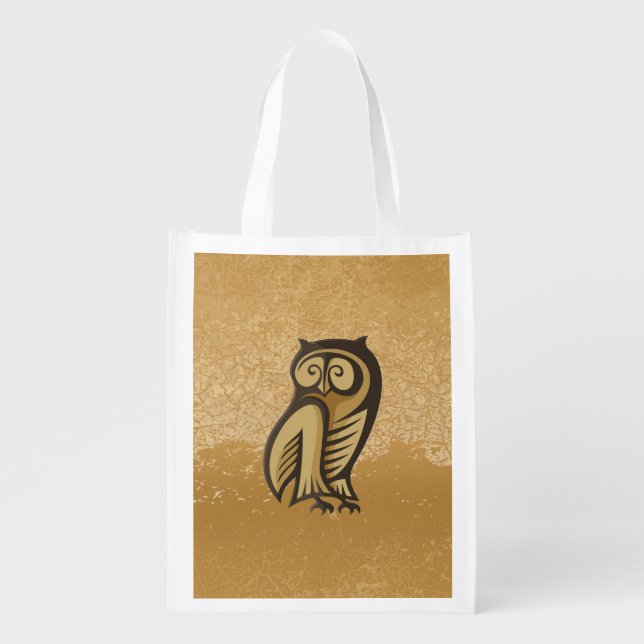 Owl Symbol Color Grocery Bag (Front)