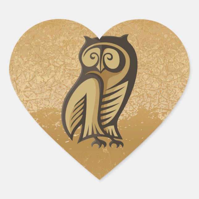 Owl Symbol Color Heart Sticker (Front)