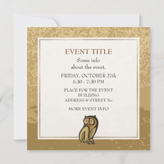 Owl Symbol Color Invitation (Back)
