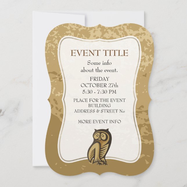 Owl Symbol Color Invitation (Back)