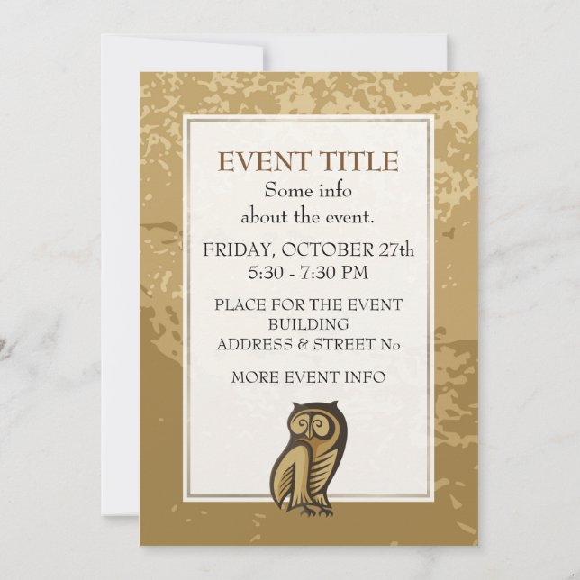 Owl Symbol Color Invitation (Back)