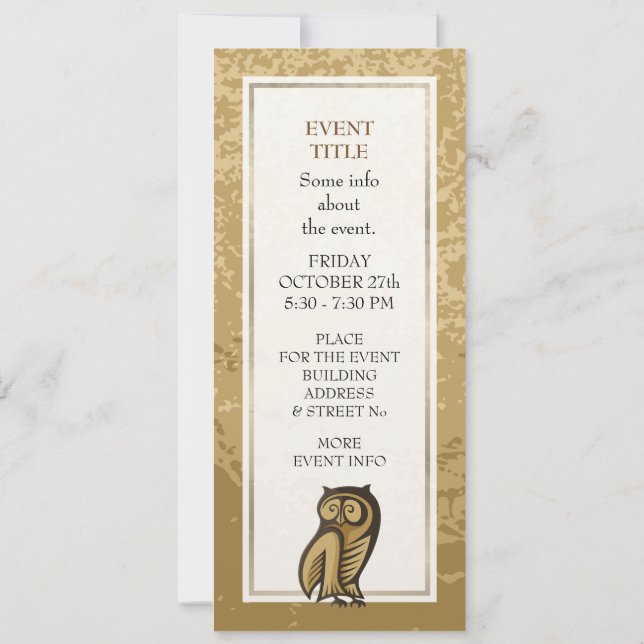 Owl Symbol Color Invitation (Back)