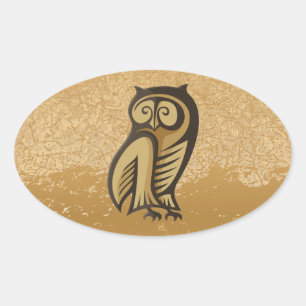 Owl Symbol Color Oval Sticker
