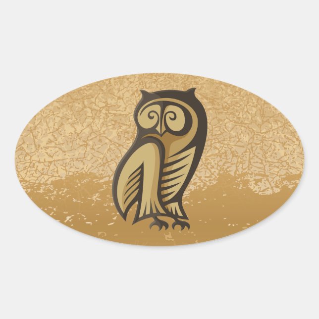 Owl Symbol Color Oval Sticker (Front)