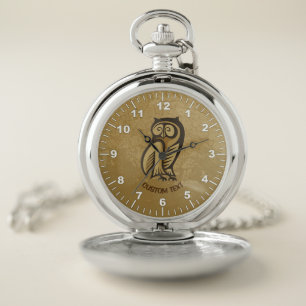 Owl Symbol Color Pocket Watch